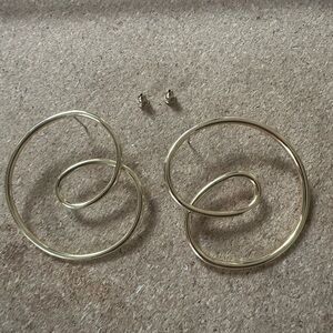 Gold Spiral Hoops Earrings - Anthropologie
